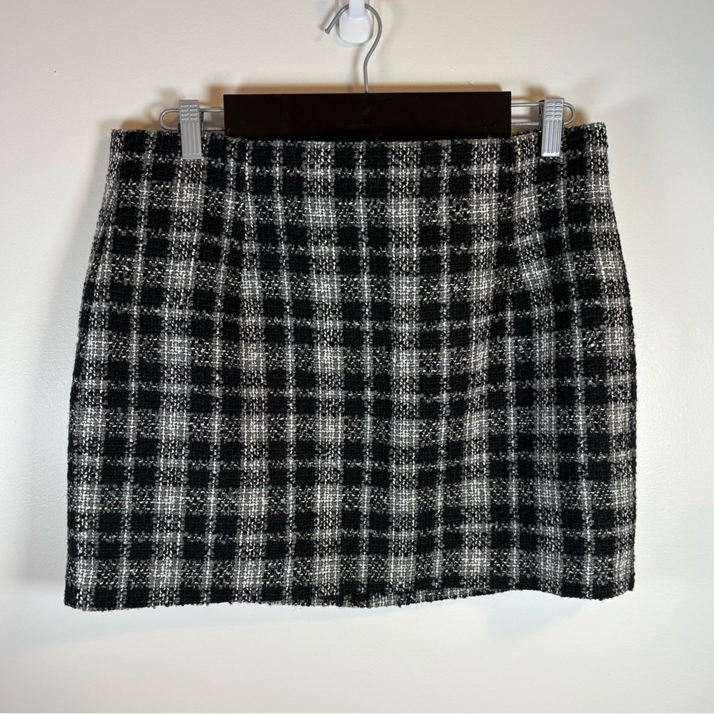 Zara Black and White Plaid Mini Skirt